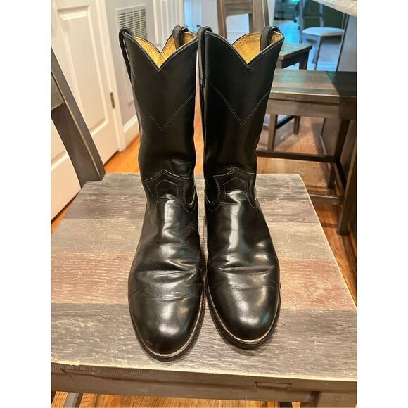Justin Black Leather Mens 10” Corona Roper Boots sz 8-1/2EE EUC